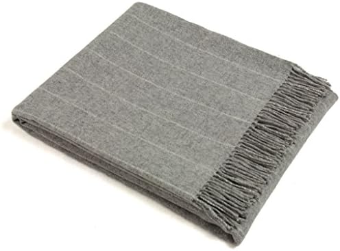 Wool Throw Blanket by Bronte - Merino Lambswool - Pinstripe (Gray)