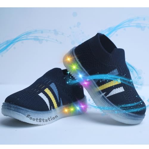 Image of Jugnu Toddler Boy's & Girl's LED Light-Up Shoes | Breathable Mesh First Walking Shoes with Soft Cushioned Insole & Stretchable Slipon Shoe for Infants & Kids (Age 18 Months to 5 Years)