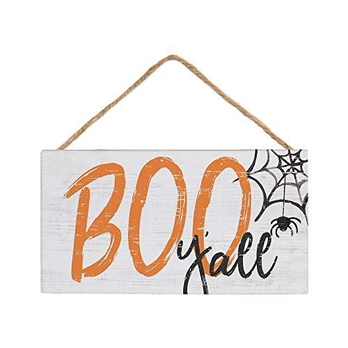 Simply Said, INC Petite Hanging Accents Halloween Sign - Boo Y'all Halloween Decor - 6.5 x 3.5 inch Wood Sign - Wooden Boo Sign - Cute Halloween Spider Web Sign - PHA1421