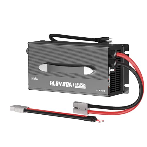LiTime 80-Amp Lithium Battery Charger,12V LiFePO4 Battery Charger AC-DC Smart Charger with Cooling...