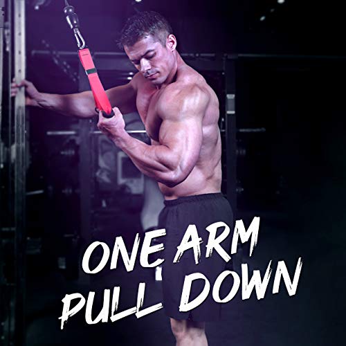 Resistance Bands Handles Rowing Handle Sturdy, Tikaton Pulley Handles for Cable Machines Lat Pull Down Bar with Durable D-Rings, Compatible with Rowing Machine and Pilates