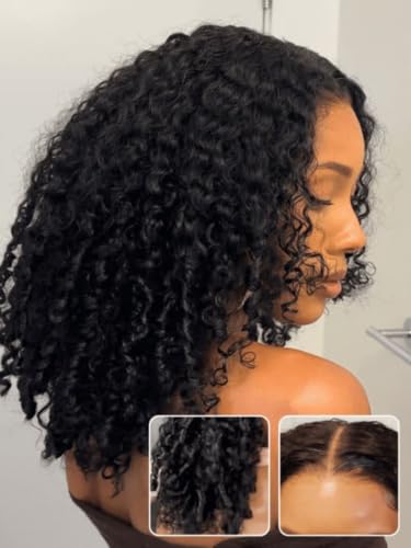 Image of Sunber No Slip 7x5 HD Lace Front Burmese Curly Human Hair Gluless Wig 22 inch
