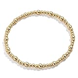 BaubleBar Milan Pisa Stretch Bracelet - 14k Gold-Plated Beaded Bracelet for Women, Stacking Bracelet, Gold-Plated Ball Bracelet, Trendy Hypoallergenic Jewelry, Women's Fashion Jewelry, 6.25', 4mm Bead