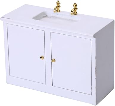 Abaodam Miniature Bathroom Sink Model Small House Accessory 1 12 Scale Wash Basin Dollhouse Furniture White Compact Decoration