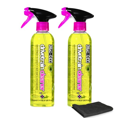 Muc-Off Bio Drivetrain Cleaner 500ml 2-Pack with Microfiber Cloth |
