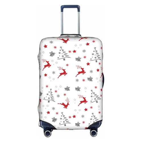 Travel Luggage Cover Christmas Deer Xmas Tree Deer Bell Snowflake Fashion Washable Baggage Suitcase Protector Fit For Luggage Small