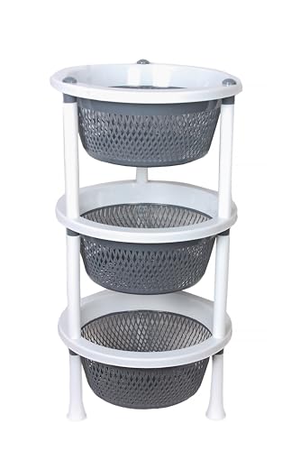 Image of TeDeMel Desire TESLA4 Virgin Plastic Dish Rack | 4-Layer Vegetable Tray Basket for Onion & Potato | Multipurpose Storage for Kitchen, Home & Office Use | Dark Brown