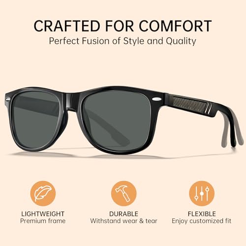 STGATN Retro Men's Polarized Sunglasses UV Protection, Carbon Fiber Temple, TR90 Frame Ideal for Driving Fishing Golf Sports2