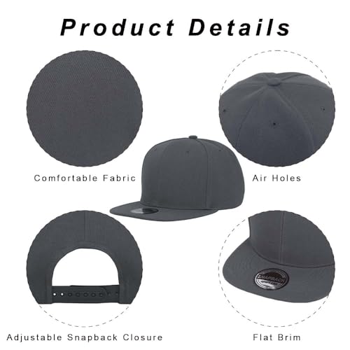 Image of ZH Plain Flat Brim Snapback Baseball Caps Adjustable Blank Baseball Caps Wholesale 12 Pack