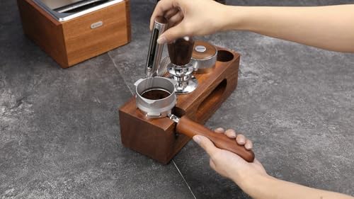 Image of espresso tamping station called Coffee Tamper Station Fit 51 to 54mm Espresso Accessories The tamper holder Or organizer station Adjustable Portafilters Stand Height (7 IN 1)