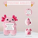 TOYMIS Funny Positive Axolotl, Handmade Crochet Axolotl Cute Emotional Knitted Animal Doll Support Inspirational Gift for Coworkers Friends Birthday Home Office Desk Decorations (Pink) - Image 3