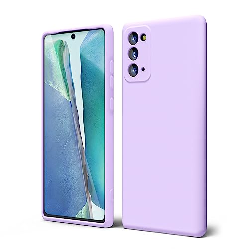 oakxco for Samsung Galaxy Note 20 5G Phone Case Liquid Silicone, Slim Soft Rubber TPU Plain Smooth Gel Cover for Women Girl, Matte Solid Protective & Shockproof, Lilac Lavender Light Purple