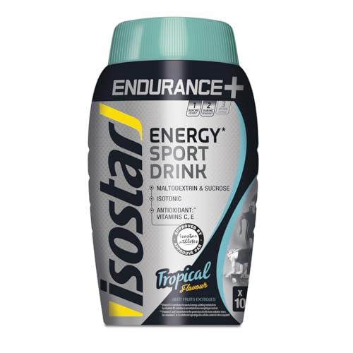 Isostar - Endurance Plus - Pulver für isotonische Energy Drinks - Geschmack: Tropical - Maltodextrin und Saccharose - Antioxidantien und Vitamin C und E - 1 Dose, 790 g