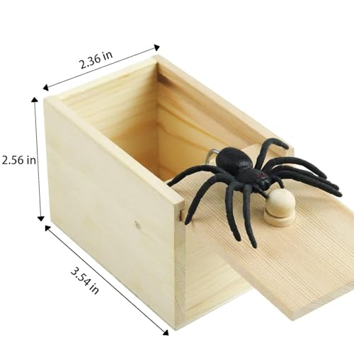 Image of Wooden Spider Surprise Box, Jump Scare Prank Toy with Black Spider, Novelty Gag Gift