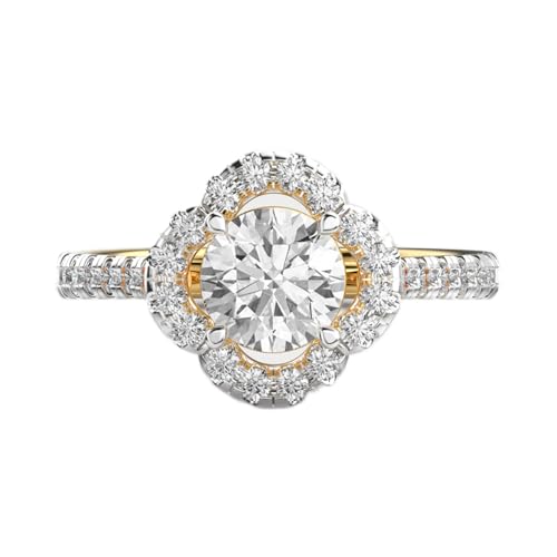 Bague moissanite ronde en argent et or pour illuminer vos tenues de soirée et mariages