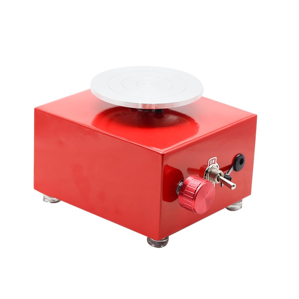 Mini gramofony koło garncarskie maszyna garncarska elektryczne koło garncarskie DIY Craft koło garncarskie narzędzia ceramiczne narzędzia gliniane z tacą Narzędzie DIY(Rood)