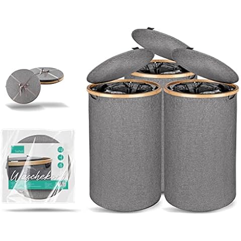 BAHOLI Set of 3 Round Laundry Baskets Cover