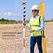 SingularXYZ 4.65m/15.25FT Aluminum Prism Pole - Dual Scale, Quick Release Clamp & 40-Minute Bubble Level, Survey GPS Pole for GPS/GNSS/Total Stations