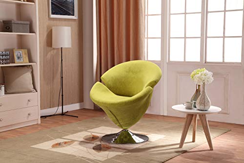 Manhattan Comfort Tulip Swivel Accent, Modern Living Room Chairs With Velvet Upholstery And Metal Base, Set Of 1, Green #TOP1
