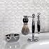 SANWA Deluxe Stainless Steel Shaving Brush Stand Holder for Razor & Brush - Extra Wide Openings, Weighted Base Black Handle