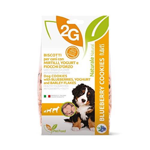 2G Pet Food Blueberry Cookies Biscotti per Cani al Mirtillo e Yogurt Snack Naturale e Salutare Made in Italy con Mirtilli e Yogurt fresco Croccanti e Genuini Perfetti per Tutte le Taglie e Età