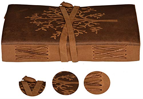 Image of CAVALO - Be Unique Tree Embossed Leather Diary, Brown Colour Antique Handmade Notepad for Men and Women 5 x 7 Inches, (VINTAGE TREE)