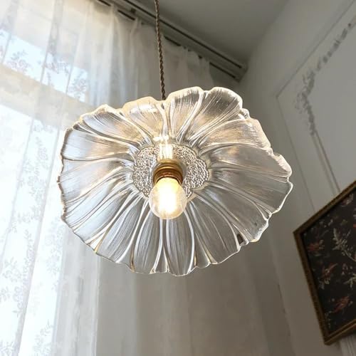 Lustre fleur soleil nordique en verre transparent pour suspension de lit
