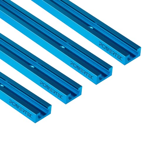 POWERTEC 71372V 36 Inch Double-Cut Profile Universal T-Track with Predrilled Mounting Holes, 4 Pack, T Track for Woodworking Jigs and Fixtures, Drill Press Table, Router Table, Workbench