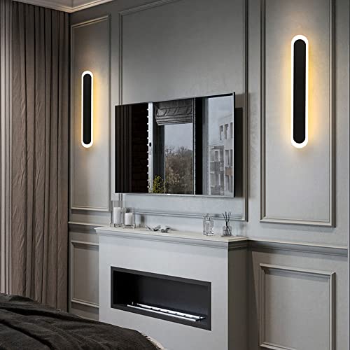 Applique da parete moderna e minimalista a LED dorata, lampada lineare nera a incasso per ambienti interni, design a strisce lunghe per esposizione e atmosfera eleganti, 80 cm, scuro