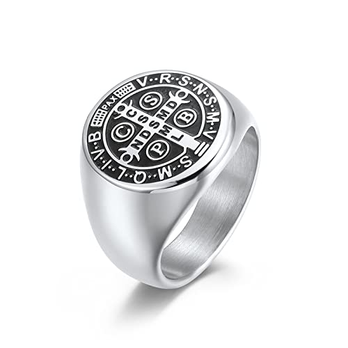 WZPKJH Anelli da Uomo, Anello di medaglia dell'esorcismo di Santo