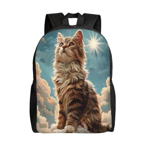 Comfort Fit Unisex Sky Cloud Fluffy Cat Backpack Durable for Daily Commute & Travel Adventures 16 Inch