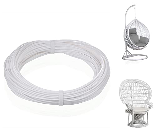 Wicker Repair Kit ,Round Synthetic Rattan Fix Kit Vinyl Plastic Waterproof Flat Brown Woven Rattan Ribbon For Garden Patio Furniture And Rattan Chair Sofa Couch Basket Replacement-0.55Lb(Round-White)1 #TOP1