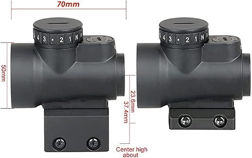 HATSEN Tactical Mini HD 1X25 Red Dot Reflex Compact Sight Illuminated Holographic Hunting Scope with High and Low 20mm Rail Mount, Black - Image 7