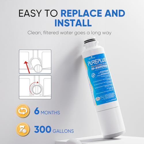 PUREPLUS DA29-00020B Refrigerator Water Filter Replacement for Samsung RF28HMEDBSR, RF263BEAESR, HDX FMS-2, HAF-CIN/EXP, RF4287HARS, RF28HFEDBSR, DA29-00020A, RF261BEAESR, DA97-08006A, 469101, 3PACK