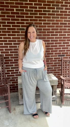 COOTRY Plus Size Wide Leg Pants for Women High Waist Casual Relaxed Pants Drapey Lounge Pants with Pockets2