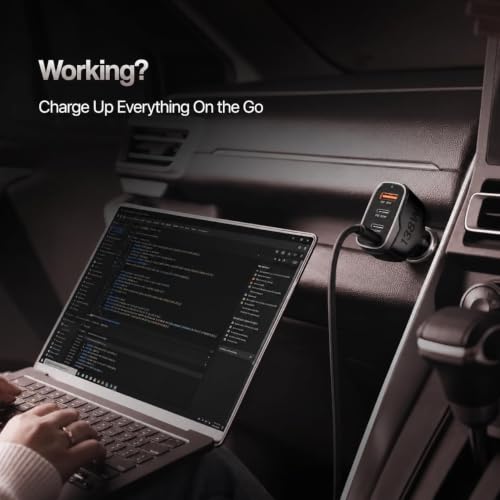 Image of Primate 138W Super Fast Car Charger, Triple Port USB Car Charger with 100W PD USB-C, 30W Type-C PD & 18W QC3.0 USB-A for Smartphones, Laptops, Tablets & More
