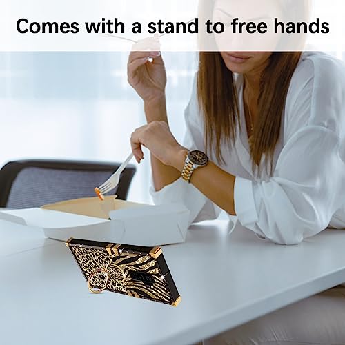 Image of for Samsung Galaxy S9 Plus Phone Case with Ring Kickstand Retro Elegant Luxury Leopard Cheetah Print Design Gold Full Protection Cover for Girls Women