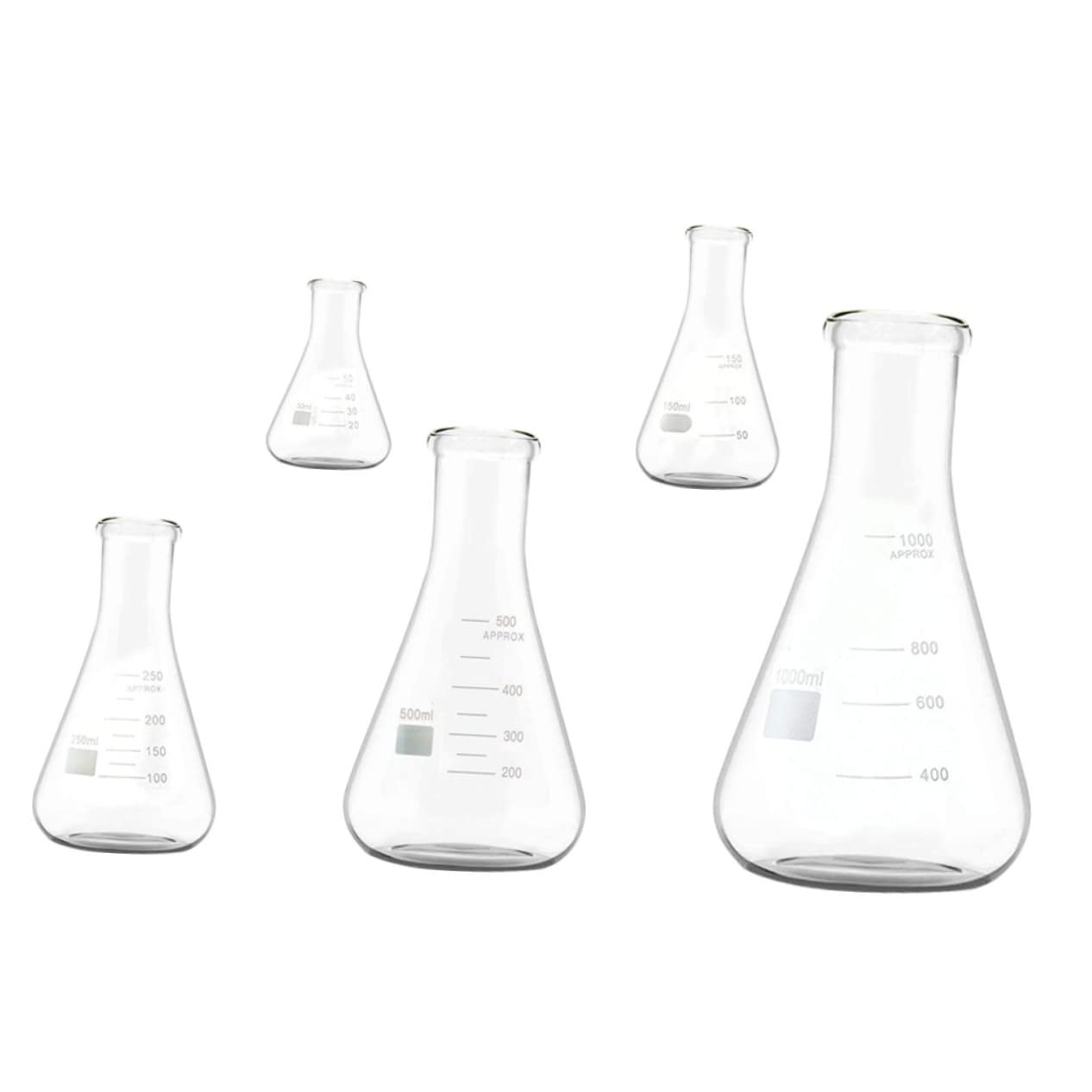 Matraccio Conico Erlenmeyer 5 Pezzi in Vetro Borosilicato