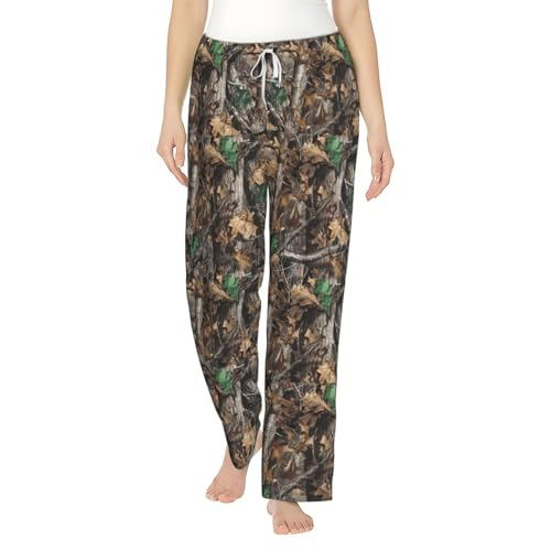 Pantalon de pyjama en flanelle imprimé vêtement de nuit confortable poches femme
