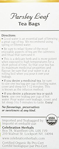 Celebration Herbals Organic Parsley Leaf Tea Caffeine Free, 24 Herbal Bags - Thumbnail 2