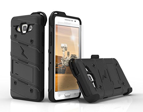 Galaxy Grand Prime G530 Case, Zizo Bolt Cover [.33Mm 9H Tempered Glass Screen Protector] Included [Military Grade] Armor Case Kickstand Holster #TOP1