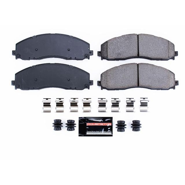 Image of PowerStop Front Brake Pads for Ford F-250 Super Duty 2012-22 |F-350 Super Duty 2012-22 |F-450 Super Duty 2013-16 - Z23 Carbon-Fiber Ceramic Brake Pads with Installation Hardware, Z23-1680