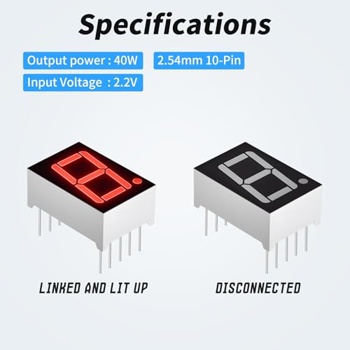 Tube numérique LED 1 bit 7 segments super rouge cathode commune 25,4mm lot de 10 pièces - 3