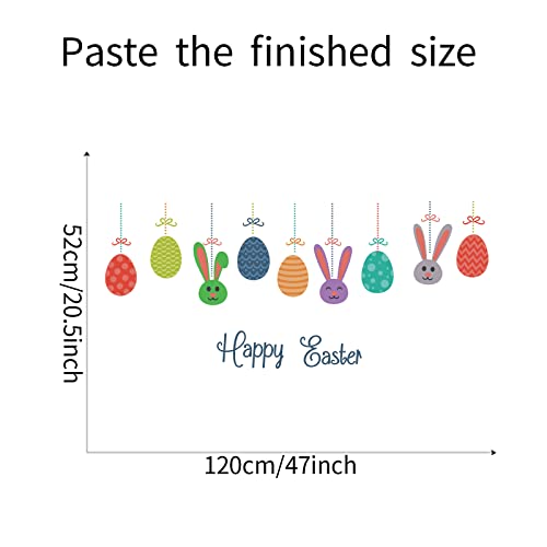 Happy Easter Wall Decals Stickers Hanging Eggs Bunny Stickers Cute Easter Rabbit Window Clings For Wall Living Room Bedroom Kids Room Nursery Party Carnival Masquerade Decoration (Easter) #TOP6