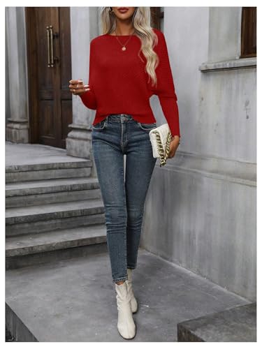 Image of SOLY HUX Sweaters for Women Boat Neck Long Sleeve Casual Solid Pullover Tops