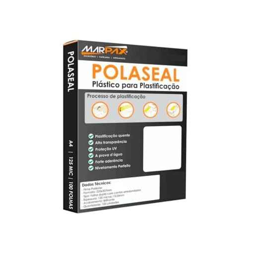 Kit 200un Polaseal A4 0,05mm Plástico para Plastificação