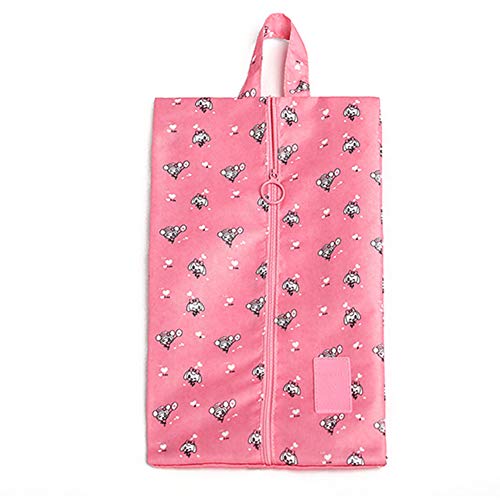 Preisvergleich Produktbild Mackur Pink Schuhaufbewahrungsbeutel Streifen Muster Polyester Wasserdicht Staubdicht Weiß Reise Schuh Reißverschluss Organizer für Herren Damen 1 Stück, Polyester, rosarot, 34 x 20 cm