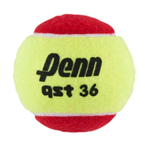 Penn QST 36 Tennis Balls - Youth Felt Red Tennis Balls for Beginners 75% Slower Bounce for Ages 8 and Under 12 Ball Polybag
