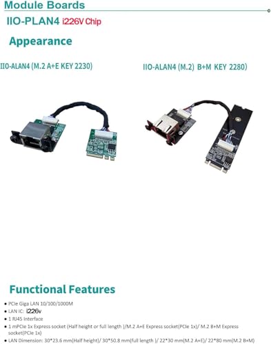 Image of M.2 A E Key to 2.5 Gigabit Ethernet Module, in-tel i225 i226 2.5G Ethernet Server NIC,10 /100 /1000 /25000 Mbps RJ45 LAN, Multi-Gigabit M.2 Network Card, Support 2230 (20CM, i226 M.2 A+E Key)