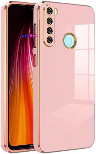 ALFA URBAN 6D Chrome Back Cover Case for Redmi Note 8 | (Gold Plated Frame | Glossy Backside Case) (Light Pink)